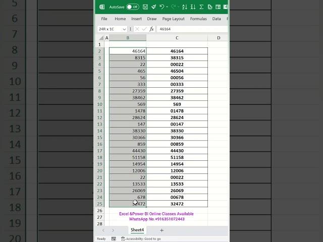 Excel Number length hacks