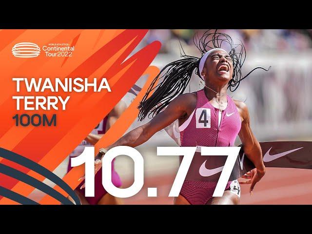 Twanisha Terry powers to windy 10.77   | Continental Tour Gold 2022