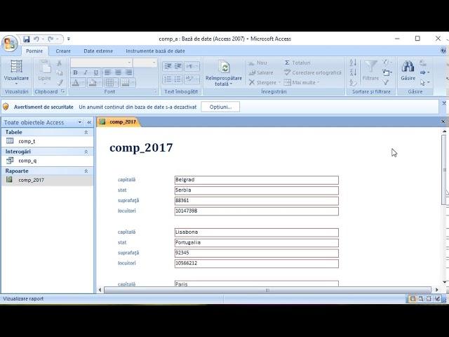 Aplicatii  Acces 1 - subiecte date la examenul de Competente digitale 2018