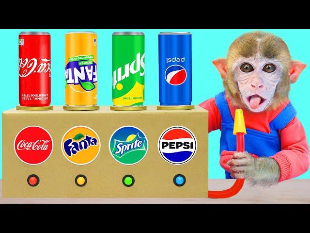 BiBi Monkey sell delicous soda from Coca Pepsi Fanta Vending Machine to earn money | COA Animal