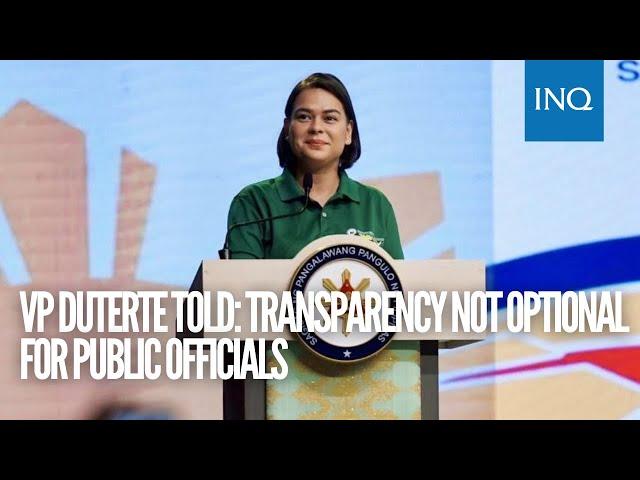 VP Duterte told: Transparency not optional for public officials