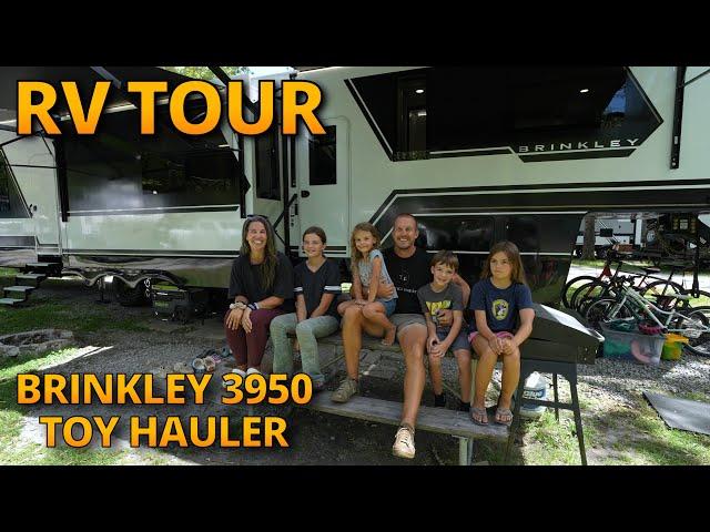 RV TOUR // Brinkley Model G 3950 // Fulltime RV Family of 6 In This Gorgeous Fifth Wheel Toy Hauler