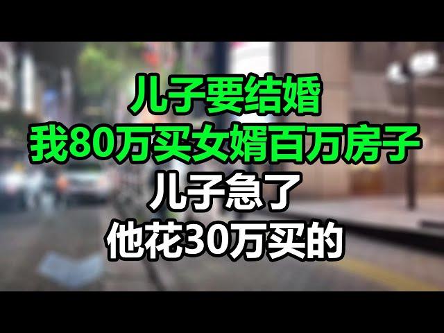 儿子要结婚，我想花80万买女婿百万房子，儿子急了：他花30万买的！#孝顺#儿女#讀書#養生#佛#房产#晚年哲理#中老年心語#淺談人生#民間故事#養老#真實故事#兒女的故事#小嫺說故事#遗产#赚钱#人生