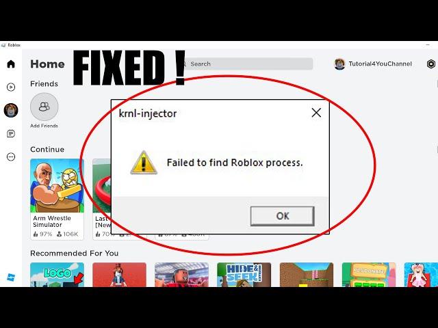 How to Fix "Failed to Find Roblox Process"   krnl injector Error