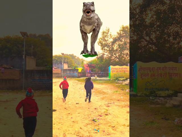 two boys running against dainasor #cartoon #vfxeditor #comedymovies #funny #vfxworld #newmusic