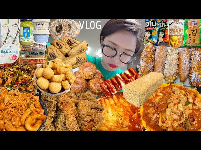 SUB) Potato Bomb Tteokbokki + BBQ Black Pepper & Crispy / Chocolate & Bread Party / VLOG MUKBANG