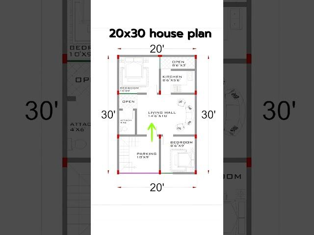 20x30 house plans | 20x30 house design #architecture #homedesign #houseplans #floorplan #shorts