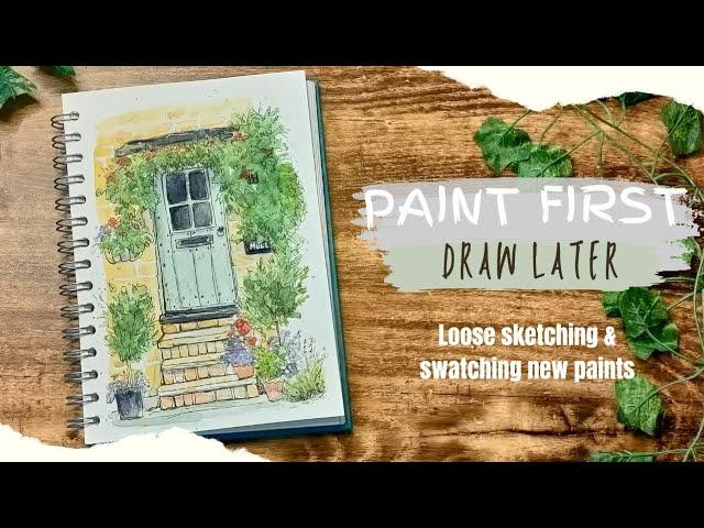 Watercolour and ink sketching || Paint first, Draw later.