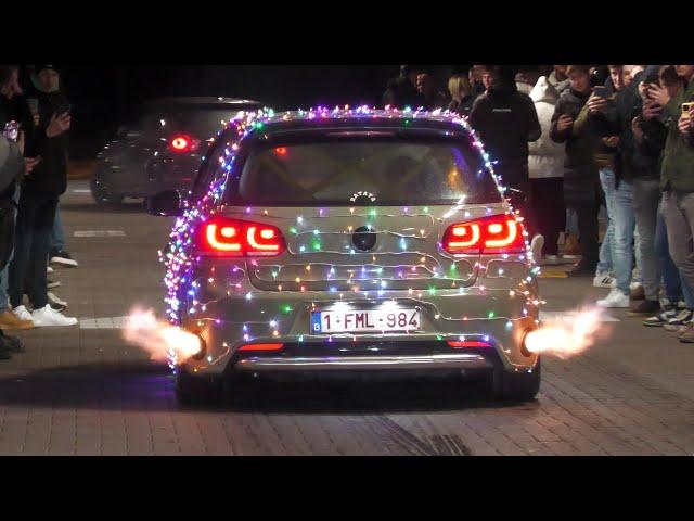 WILD New Years Car Meet 2024 | BURNOUTS, FLAMES & LOUD BANGS