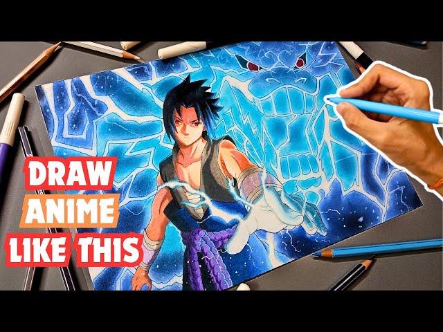 How To Draw Anime Like This | Drawing Sasuke Uchiha #sasuke #naruto #narutoshippuden