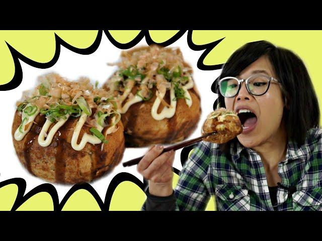 GIANT TAKOYAKI Octopus Balls Recipe & MEGA Takoyaki Maker Gadget Test