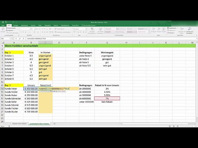 Excel: Wenn-Dann-Sonst verschachtelt