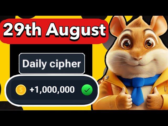 29th August Hamster Kombat Daily Cipher Morse Code  Claim 1,000,000 Coins Task Reward