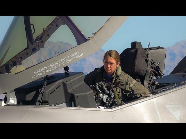 UNITED STATES AIR FORCE FIRST FEMALE F35 DEMO PILOT - KRISTIN "BEO" WOLFE - AVIATION NATION 2022  4K