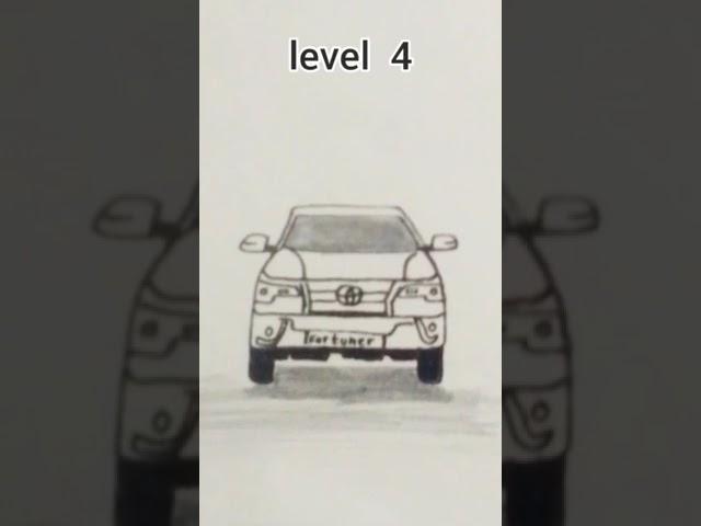 Toyota Fortuner Drawing level (0 to 6) #drawing || #shorts #shortsfeed