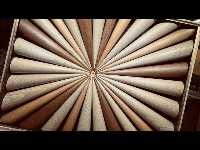 Woodturning many spikes into wall hanging art