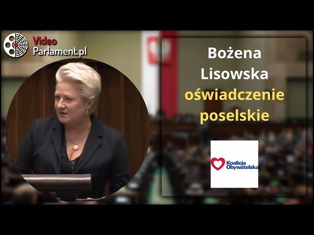 Bożena Lisowska - oświadczenie poselskie