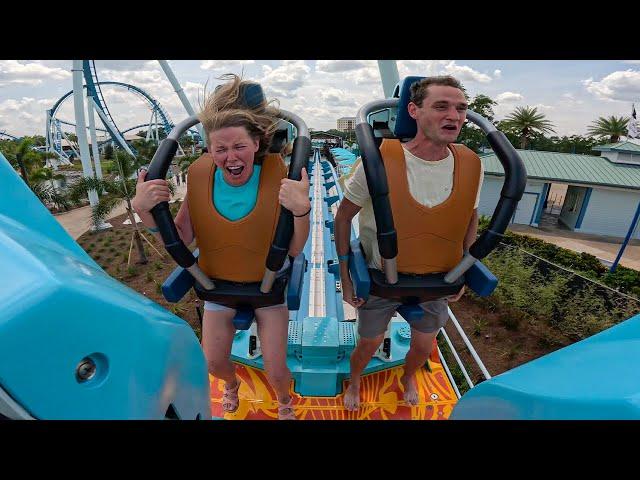 The Surf Coaster - PIPELINE (Rider View) SeaWorld Orlando