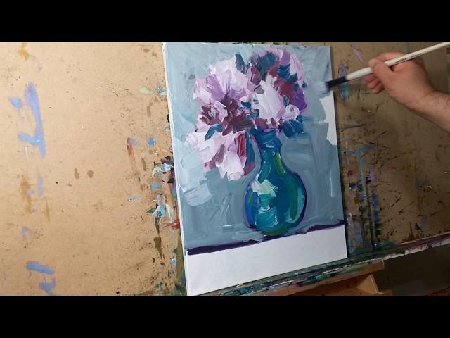 Artist JOSE TRUJILLO Oil Painting - Impressionist Oil Painting Demo of Still Life - Flowers