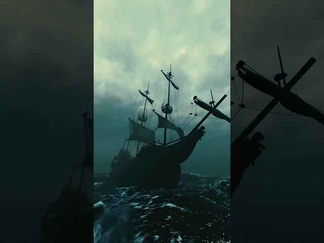 Ship in storm 3d animation