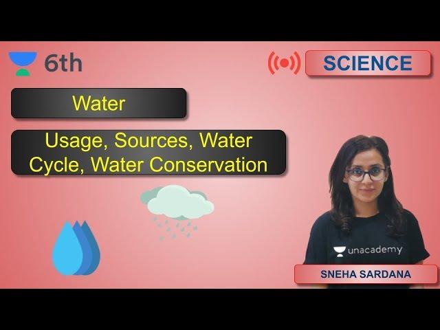 Water | Usage, Sources, Water cycle, Water conservation | Unacademy Class 6 | Sneha Sardana