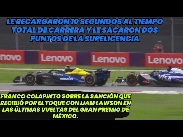 La opinión de Franco Colapinto sobre la sanción que recibió por el toque con Liam Lawson. F1 radio