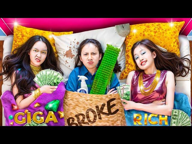 Poor Vs Rich Vs Giga Rich Girl At Sleepover Party! Who Is The Best?