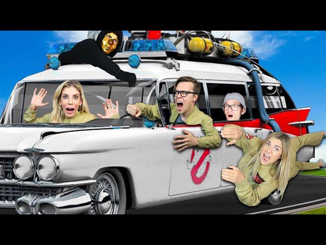 24 Hours in Real Ghostbuster Car to Rescue Best Friend ! (Giant Influencer Taste Test Challenge)