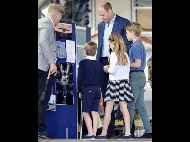 Prince Willam teaching his children how to operate machine in the plane and summer break