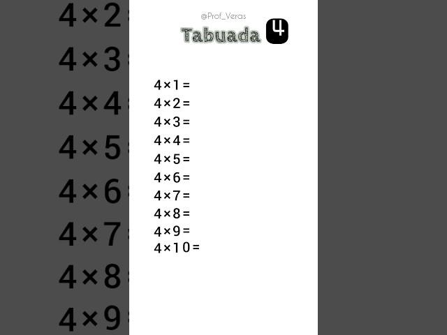 Macete da tabuada do 4 de multiplicação.      #shorts #educação #matemática