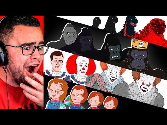 Reacting to EVERYTHING the EVOLUTION!! (Pennywise, Chucky, Godzilla)