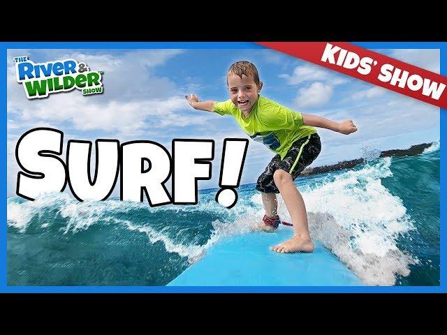 Kids get SURFING lessons in HAWAII | River and Wilder Show