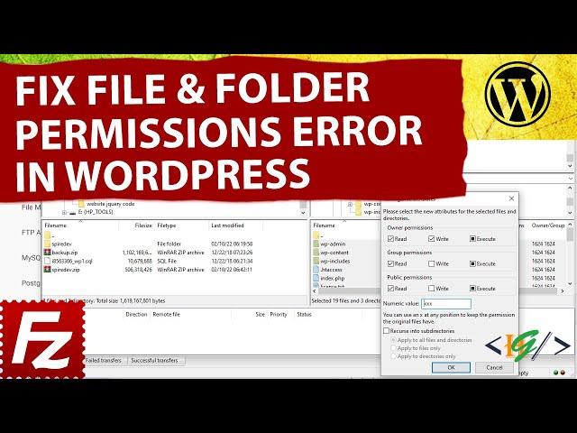 How to Fix File and Folder Permissions Error in WordPress using FileZilla