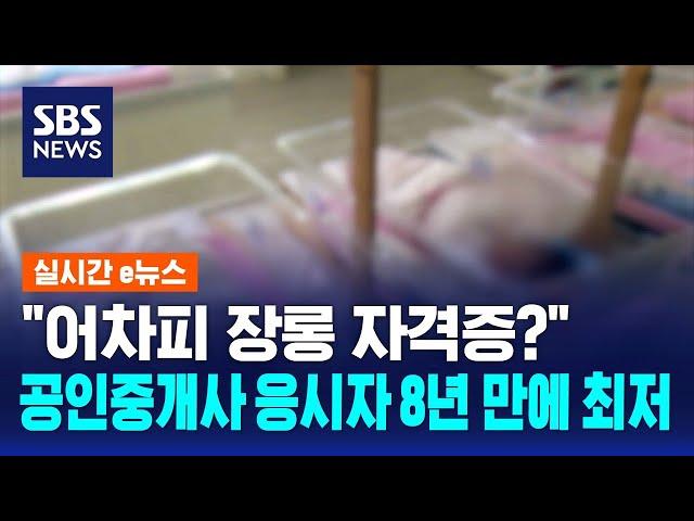 "어차피 장롱 자격증?" 공인중개사 시험 응시자 8년 만에 최저 / SBS / 실시간 e뉴스