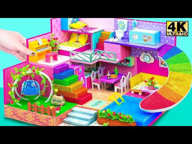 DIY Super Beautiful Colorful Mini House has Rainbow, Water Slide & Fairy Swing | DIY Miniatrue House