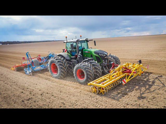  Fendt 942 Jumelé intégralement à la préparation des terres pour les semis de betteraves ! 