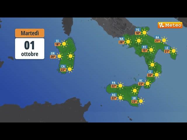 Meteo, previsioni meteo Martedì 01 ottobre 2024