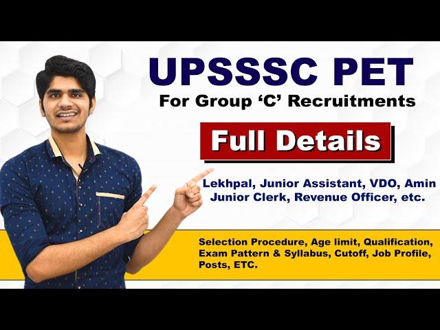 UPSSSC PET for Group C Posts Recruitments | Jr. Assistant, Clerk, Lekhpal, VDO ETC | Apply Online