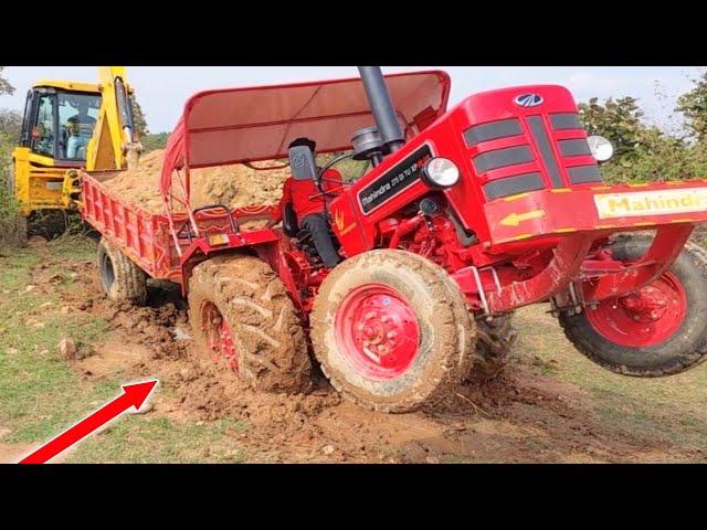JCB 3dx Xpert Loading Mud Mahindra 275 Di Tractor with Trolley Stuck in Mud Jcb video #jcb #tractor