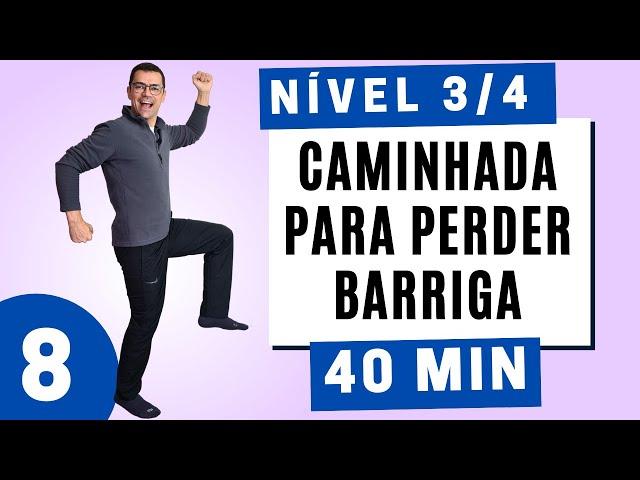 CAMINHADA EM CASA 10MIL PASSOS - 8 | NÍVEL 3 e 4 | Exercícios sem impacto para emagrecer