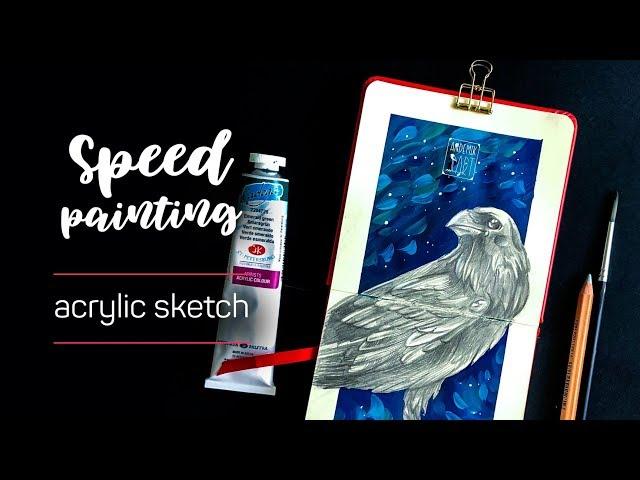 РИСУЕМ ПТИЧКУ АКРИЛОМ · SPEEDPAINT · Акрил и карандаш