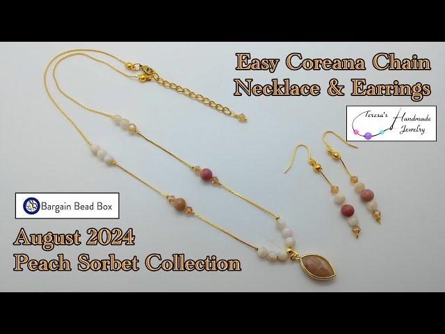 Easy Coreana Chain Necklace & Earrings | Bargain Bead Box | August 2024 | Peach Sorbet Collection