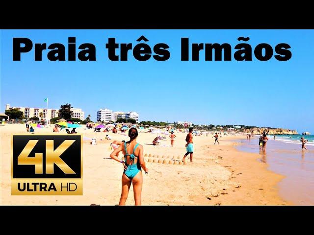 Praia dos Três Irmãos  Alvor  Algarve  Portugal 4K 60fps Beach promenade walk summer 4K UHD