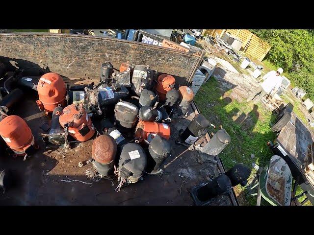 Massive Scrap Metal Haul! Tons of Compressor & AC Units Ready for the Yard! 