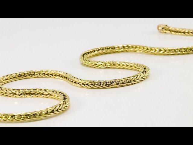 18k Yellow Gold Solid Foxtail Link Necklace | dynamisjewelry.com