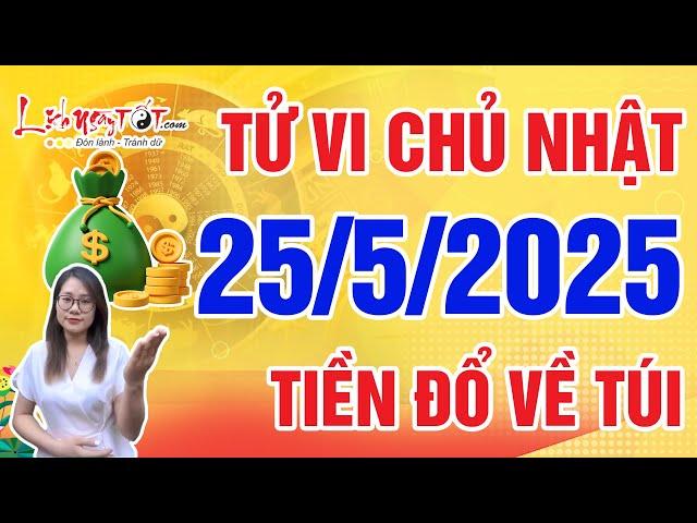 Tử Vi Hàng Ngày 25/5/2025 Chủ Nhật Đoán Ngay Con Giáp Đón Lộc Bất Ngờ Tiền Đổ Ào Ào Về Túi