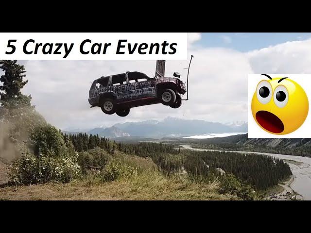 5 Crazy Car Events * Bus & Trailer Races, Launching Cars, Skip Racing & Car+Skiing Races *