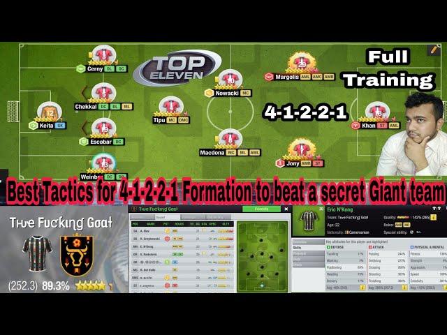 Best Tactics for 4-1-2-2-1 formation & right training method to beat a secret giant 168% players.