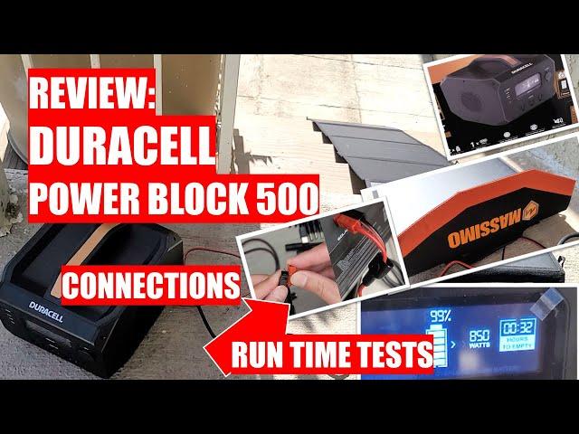 REVIEW: COSTCO DURACELL POWERBLOCK 500 - Gasless Generator - CONNECTIONS and RUN TIME TESTS