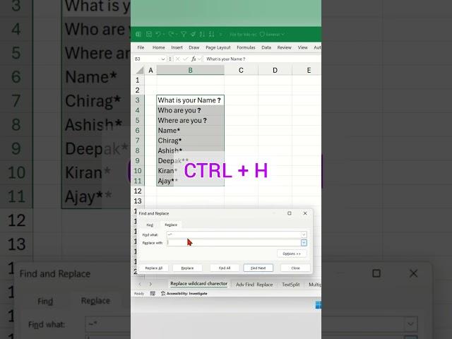 How to remove wildcards from data in excel #exceltips